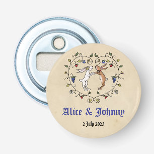 Medieval animals bride and groom bottle opener