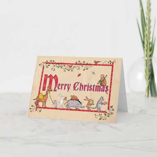 Medieval animals Christmas card