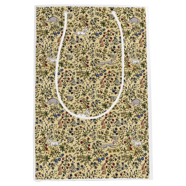 Medieval animals mille fleurs parchment gift bag (Front)