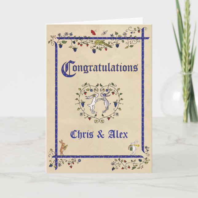 Medieval animals wedding card (Mrs & Mrs) (Front)