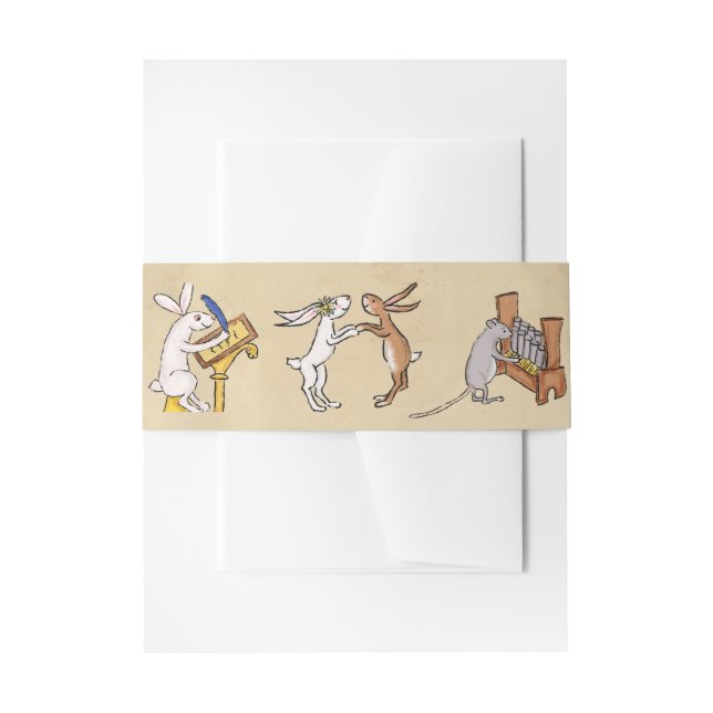 Medieval animals wedding invitation bellyband invitation belly band (Front Example)