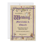 Medieval animals wedding invitation (dark purple)