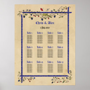 Medieval animals wedding seating chart