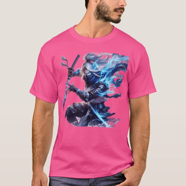 Medieval anime sword fighter funny T-Shirt (Front)
