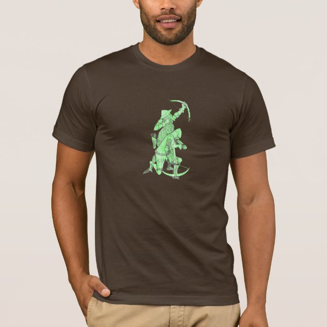 Medieval Archer and Crossbowman - Green T-Shirt (Front)