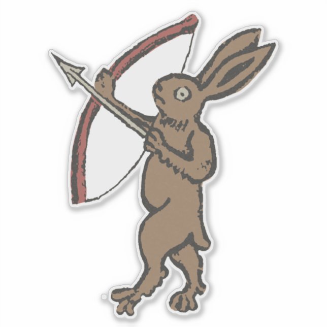 Medieval Archer Rabbit Custom-Cut Vinyl Sticker (Front)