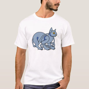 Medieval Art Celtic Knot Blue Cat T-Shirt