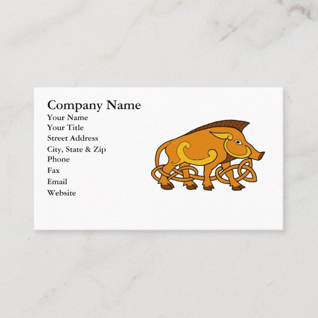 Medieval Art Celtic Knot Wild Boar Business Card (Front)