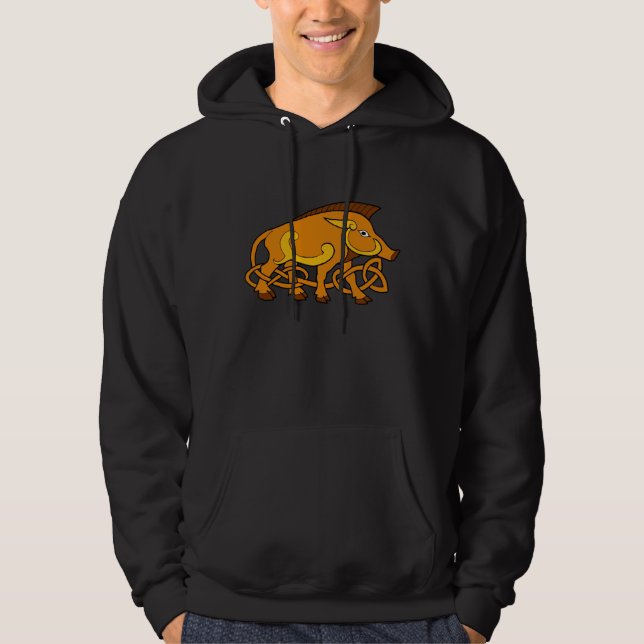 Medieval Art Celtic Knot Wild Boar Hoodie (Front)