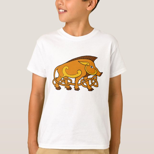 Medieval Art Celtic Knot Wild Boar T-Shirt (Front)