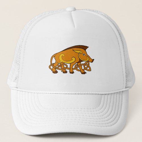Medieval Art Celtic Knot Wild Boar Trucker Hat
