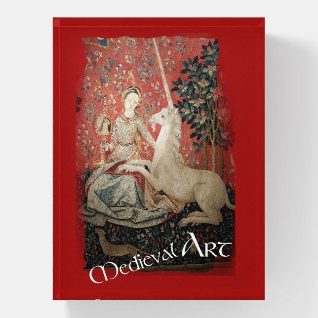 Medieval Art - Lady and the Unicorn (by ACCI) Pape Paperweight (Vertical)
