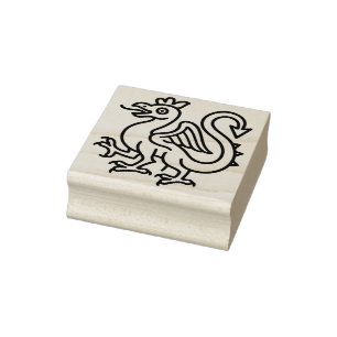 Medieval Basilisk Sigil Fantasy Heraldry Mythical Rubber Stamp