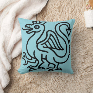 Medieval Basilisk Sigil Fantasy Heraldry Mythical Throw Pillow