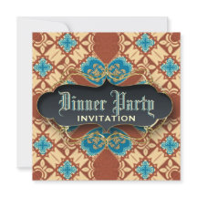 Medieval Batik Tartan  Dinner Party Invitations
