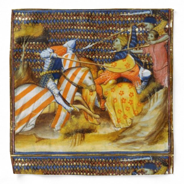 MEDIEVAL BATTLE, FIGHTING KNIGHTS HORSEBACK BANDANA (Front)