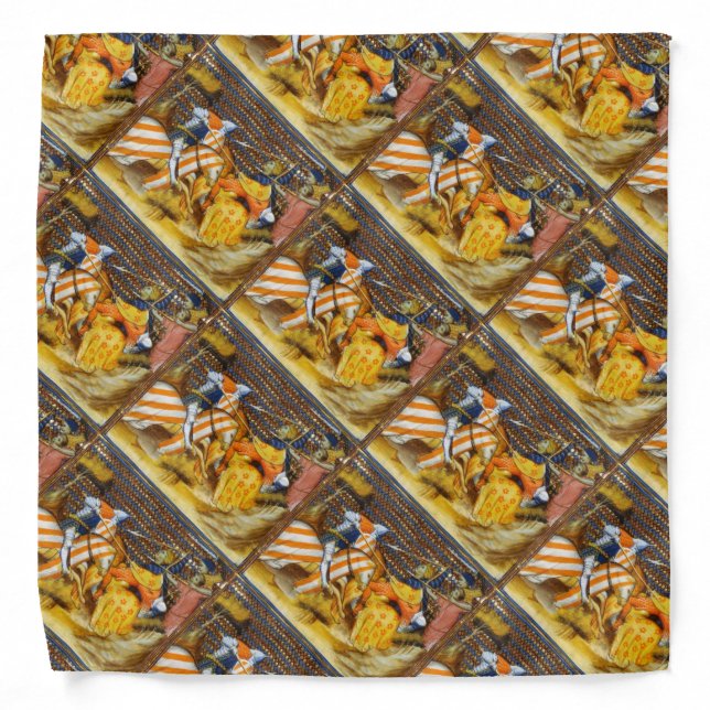 MEDIEVAL BATTLE, FIGHTING KNIGHTS HORSEBACK BANDANA (Front)