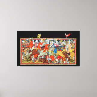 Medieval battle unique manuscript illumination canvas print
