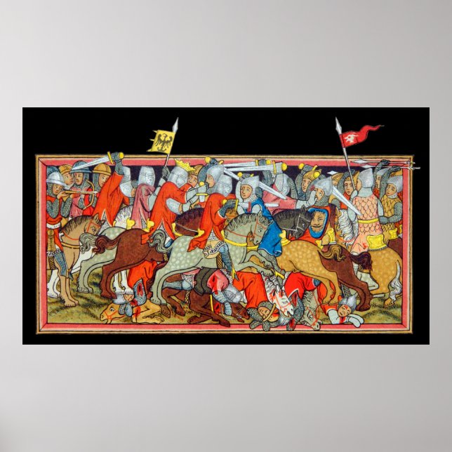 Medieval battle unique manuscript illumination poster (Front)
