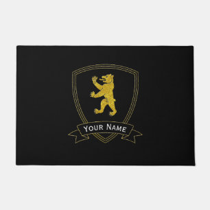 Medieval Bear Your Text and Color Doormat