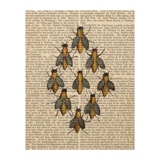 Medieval Bees Wood Wall Art (Front)