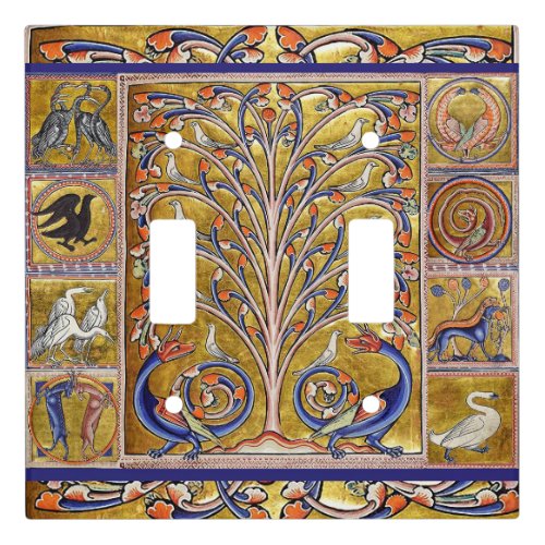MEDIEVAL BESTIARYBIRDS ON TREE OF LIFEDRAGONS  LIGHT SWITCH COVER