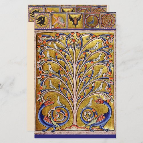 MEDIEVAL BESTIARYBIRDS ON TREE OF LIFEDRAGONS STATIONERY