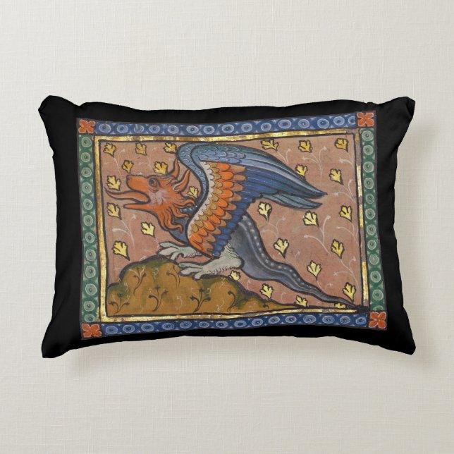 Medieval Bestiary Dragon c. 1270 Accent Pillow (Front)