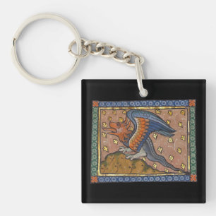 Medieval Bestiary Dragon c. 1270 Keychain