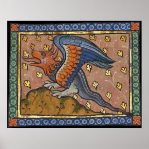 Medieval Bestiary Dragon c. 1270 Poster