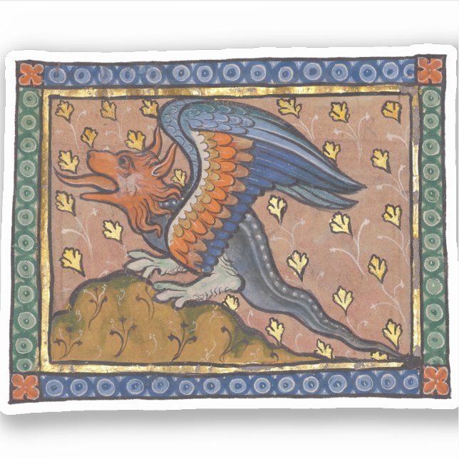 Medieval Bestiary Dragon c. 1270 Sticker (Front)