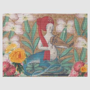 MEDIEVAL BESTIARY,FAIRY MELLUSINA MAKING MUSIC TISSUE PAPER