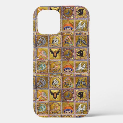 MEDIEVAL BESTIARY FANTASTIC ANIMALSGOLD RED BLUE iPhone 12 CASE