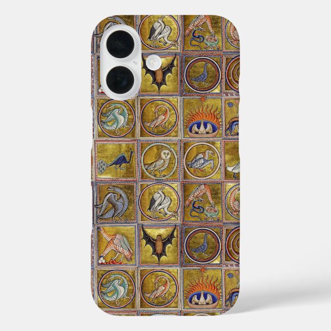 MEDIEVAL BESTIARY, FANTASTIC ANIMALS,GOLD RED BLUE Case-Mate iPhone CASE (Back)