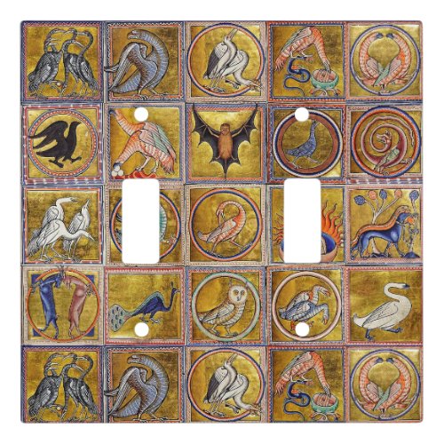 MEDIEVAL BESTIARY FANTASTIC ANIMALSGOLD RED BLUE LIGHT SWITCH COVER