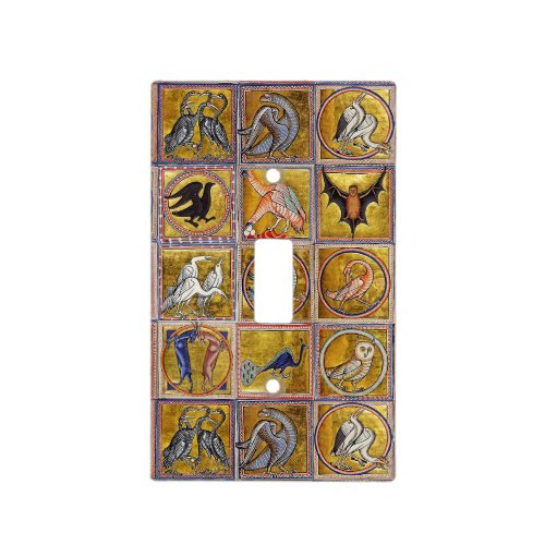 MEDIEVAL BESTIARY FANTASTIC ANIMALSGOLD RED BLUE LIGHT SWITCH COVER
