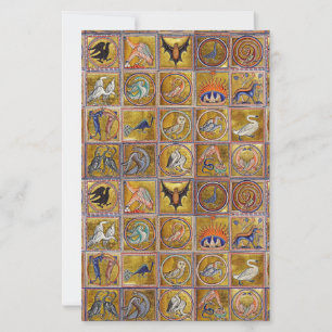 MEDIEVAL BESTIARY, FANTASTIC ANIMALS,GOLD RED BLUE STATIONERY