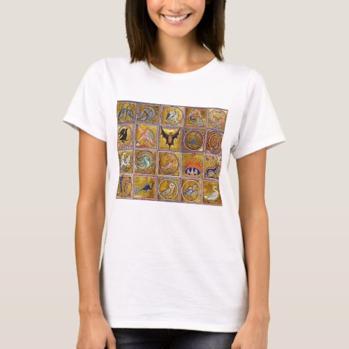 MEDIEVAL BESTIARY FANTASTIC ANIMALSGOLD RED BLUE T_Shirt