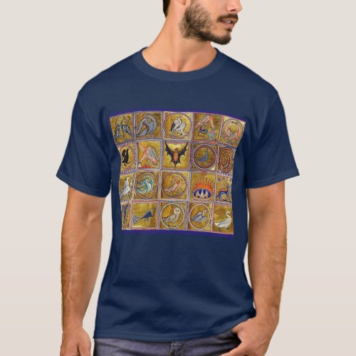MEDIEVAL BESTIARY FANTASTIC ANIMALSGOLD RED BLUE T_Shirt