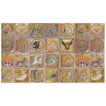Medieval Bestiary  Fantastic Animals Gold Red Blue Tablecloth by bulgan_lumini at Zazzle