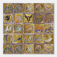 MEDIEVAL BESTIARY, FANTASTIC ANIMALS,GOLD RED BLUE