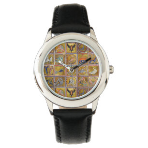 MEDIEVAL BESTIARY, FANTASTIC ANIMALS,GOLD RED BLUE WATCH