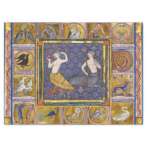 MEDIEVAL BESTIARYHARPY AND CENTAURFOREST ANIMALS TISSUE PAPER