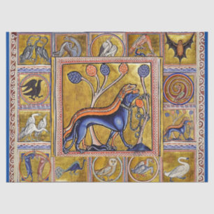 MEDIEVAL BESTIARY,HUNTING DOGS ,FOREST ANIMALS TISSUE PAPER