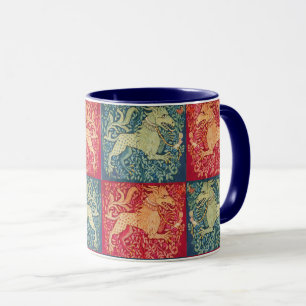 MEDIEVAL BESTIARY Lion Like Beast in Red Blue Mug