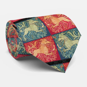 MEDIEVAL BESTIARY Lion Like Beast in Red Blue Neck Tie
