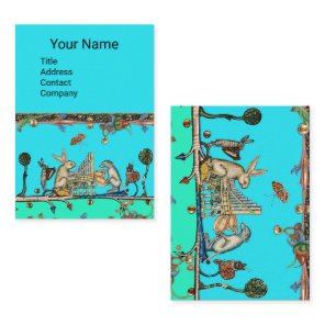 MEDIEVAL BESTIARY MAKING MUSIC,Rabbit,Dog Blue Business Card