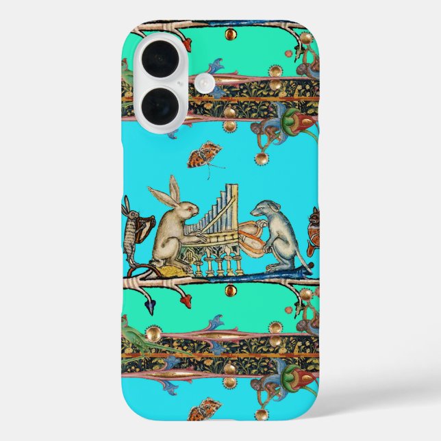 MEDIEVAL BESTIARY MAKING MUSIC,Rabbit, Dog Blue Case-Mate iPhone Case (Back)