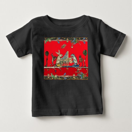 MEDIEVAL BESTIARY MAKING MUSICRabbitDog Red  Baby T_Shirt