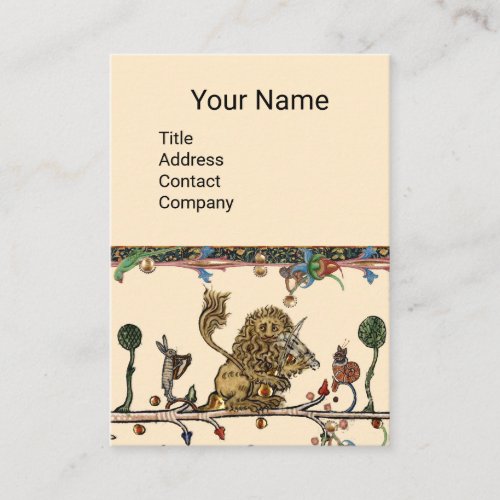 MEDIEVAL BESTIARY MAKING MUSIC Violinist LionHare Business Card